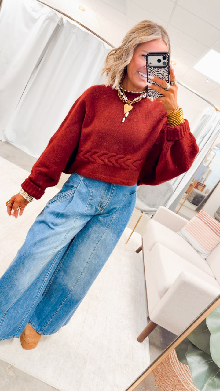 The Beckham Pleated Wide Leg Jean-Light Denim