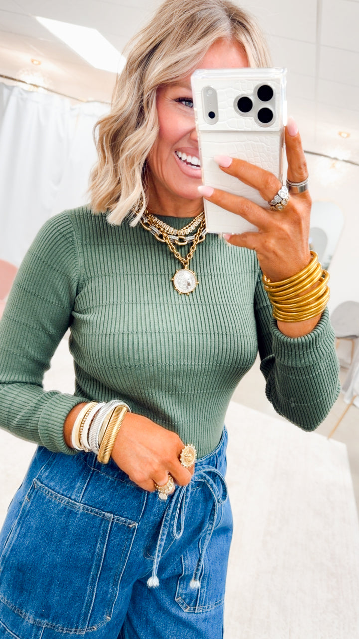 The Pretty Lines Sweater-Moss