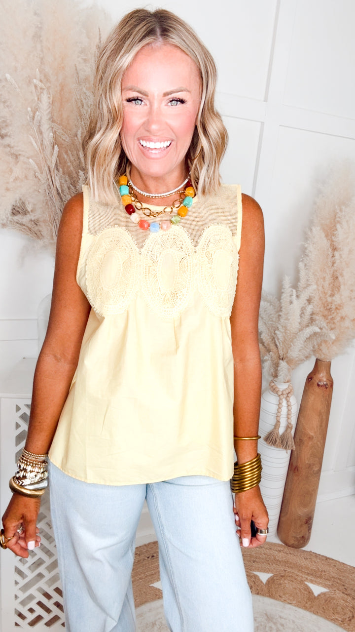 The Evermore Lace Top-Yellow
