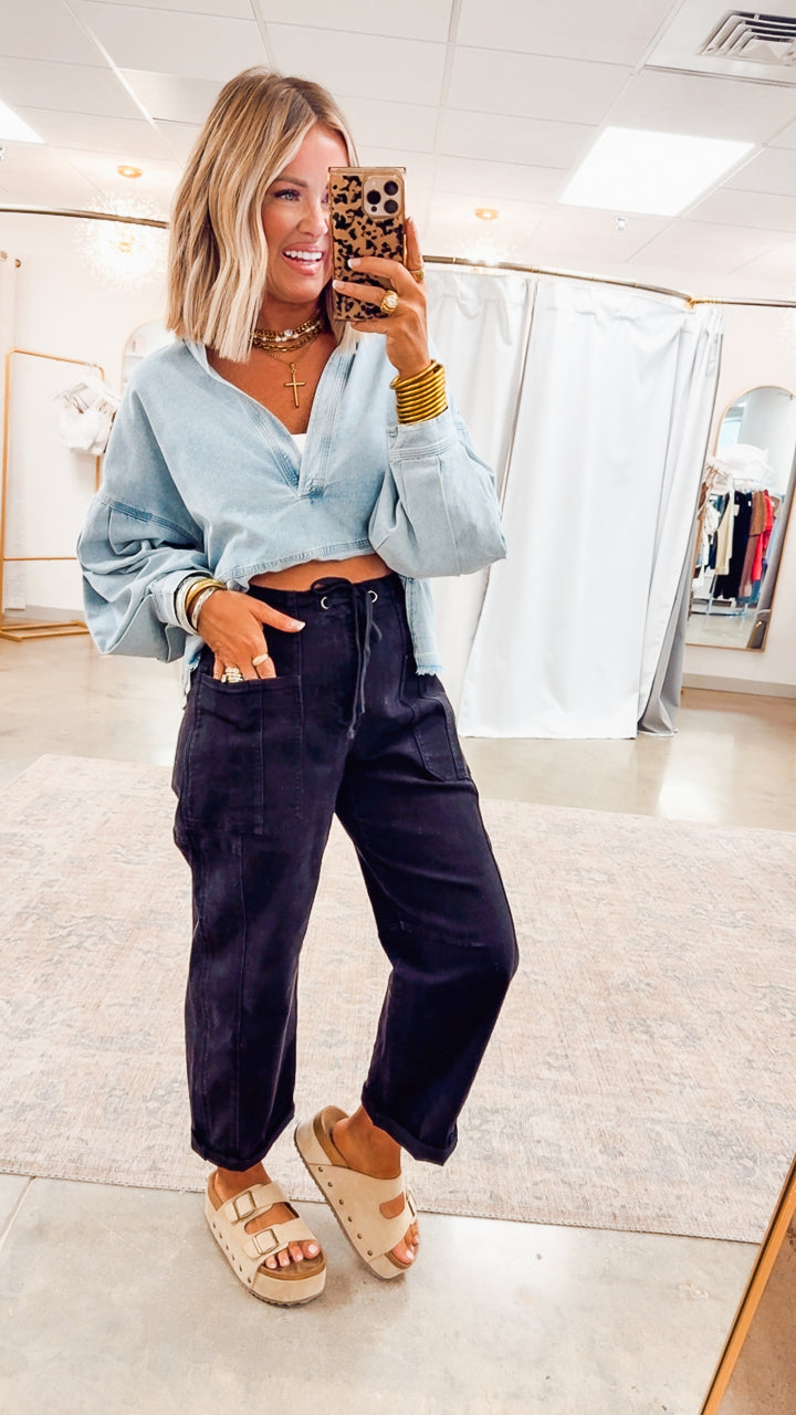 Avery Mineral Wash Denim Top