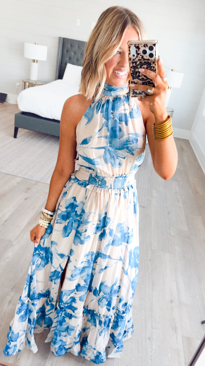Scarlet Floral Halter Dress