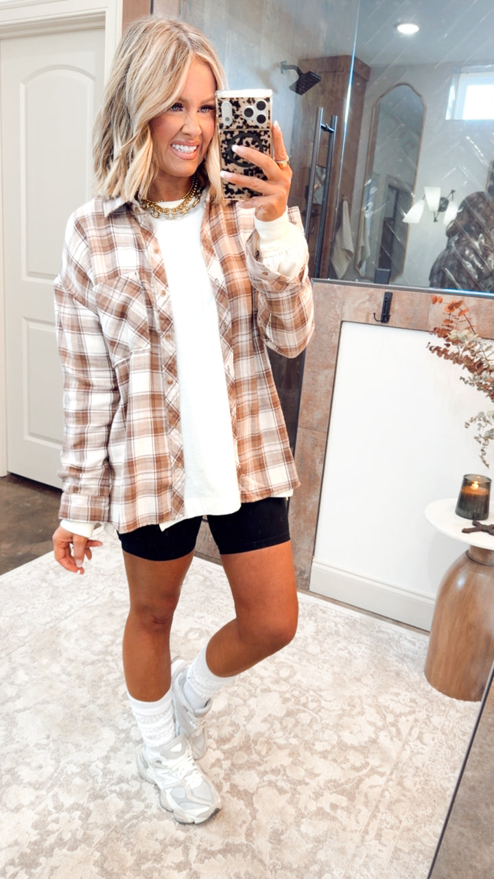 Mocha Flannel Top