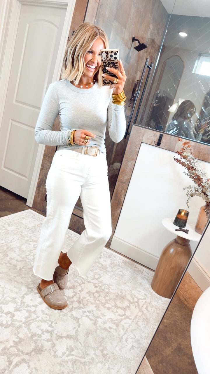 Heather Grey Essential Round Neck Long Sleeve Top