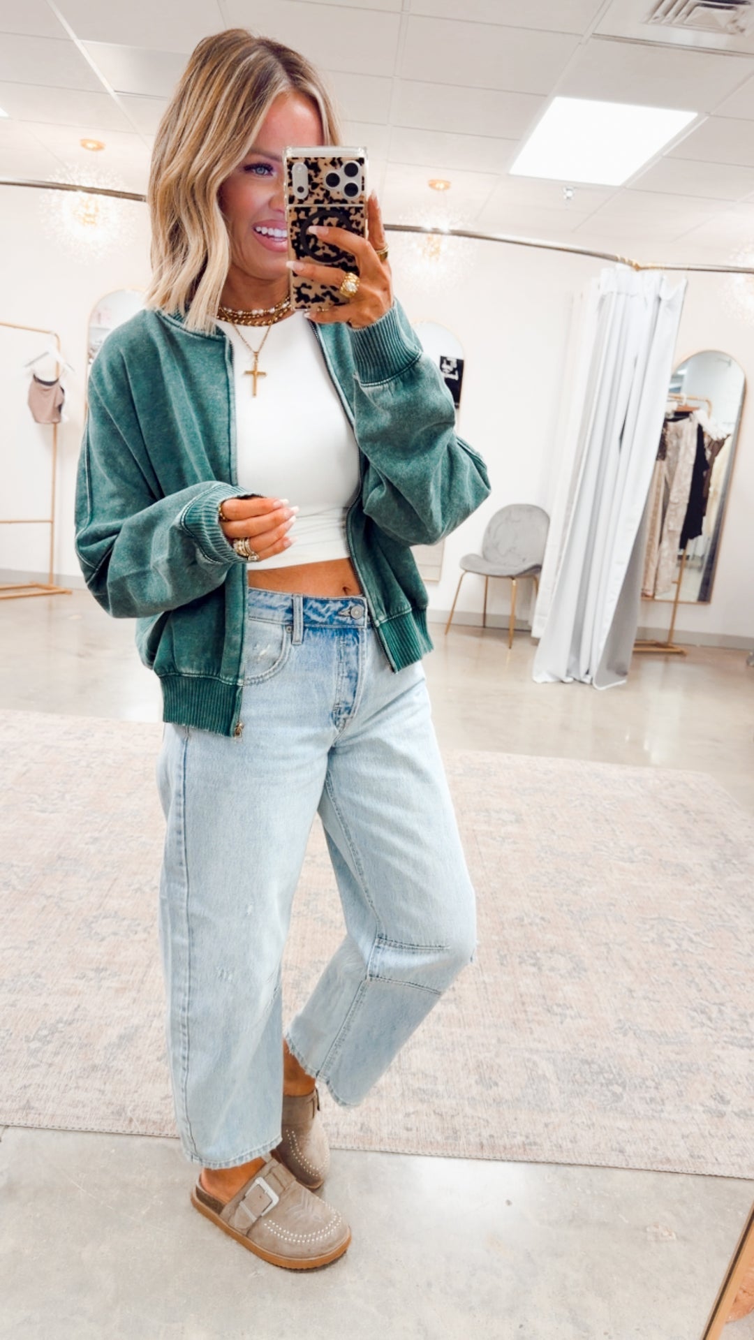 The Hayes Washed Fleece Zip-Up- Green