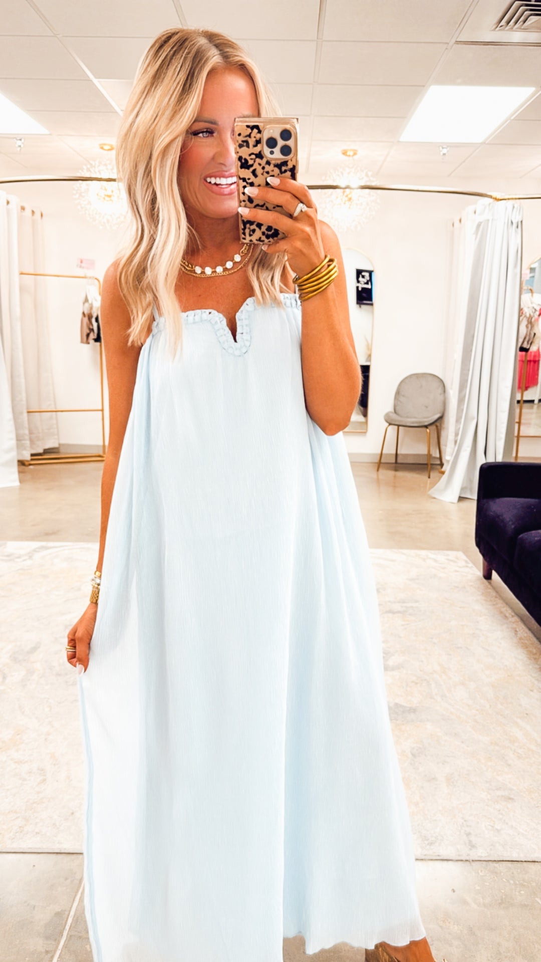 Summer Breeze Midi Dress-Sky