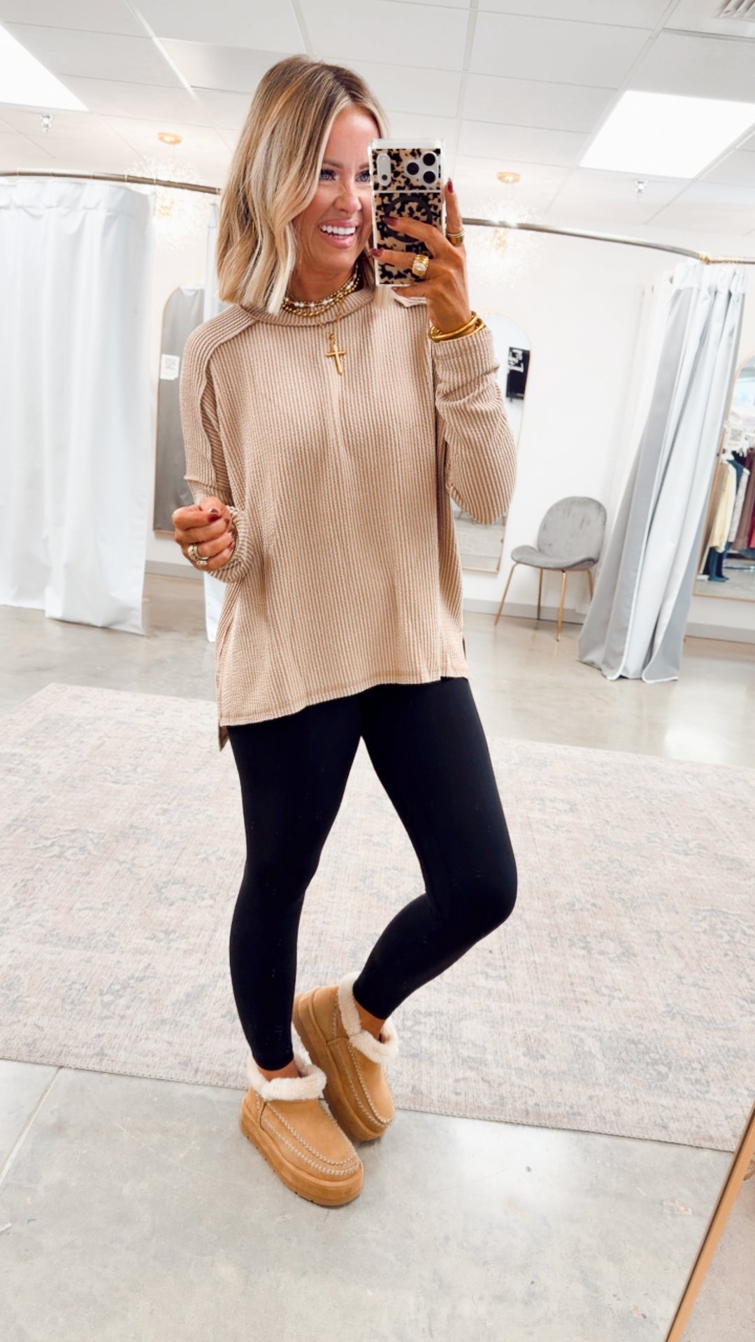 The Haisley Ribbed Top-Lt Mocha