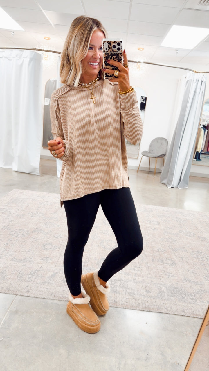 The Haisley Ribbed Top-Lt Mocha