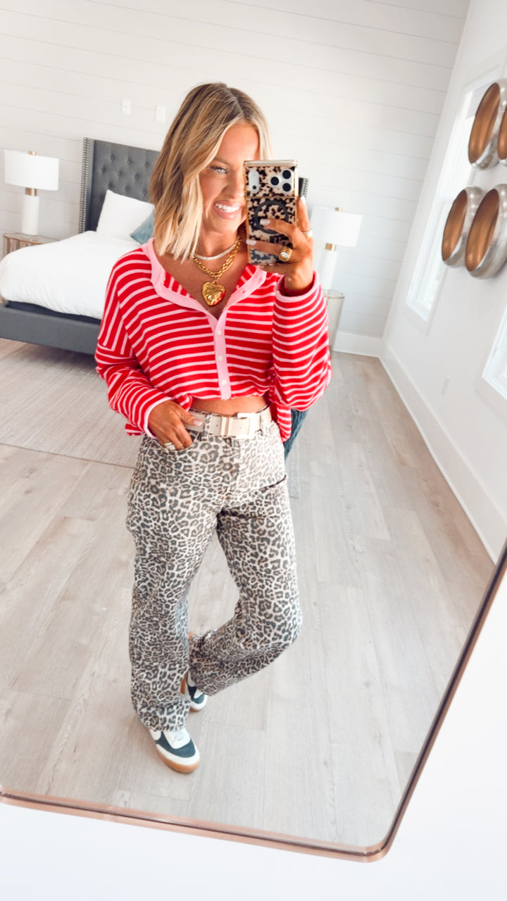 The Blush Hour Cardigan Top-Pink/Red