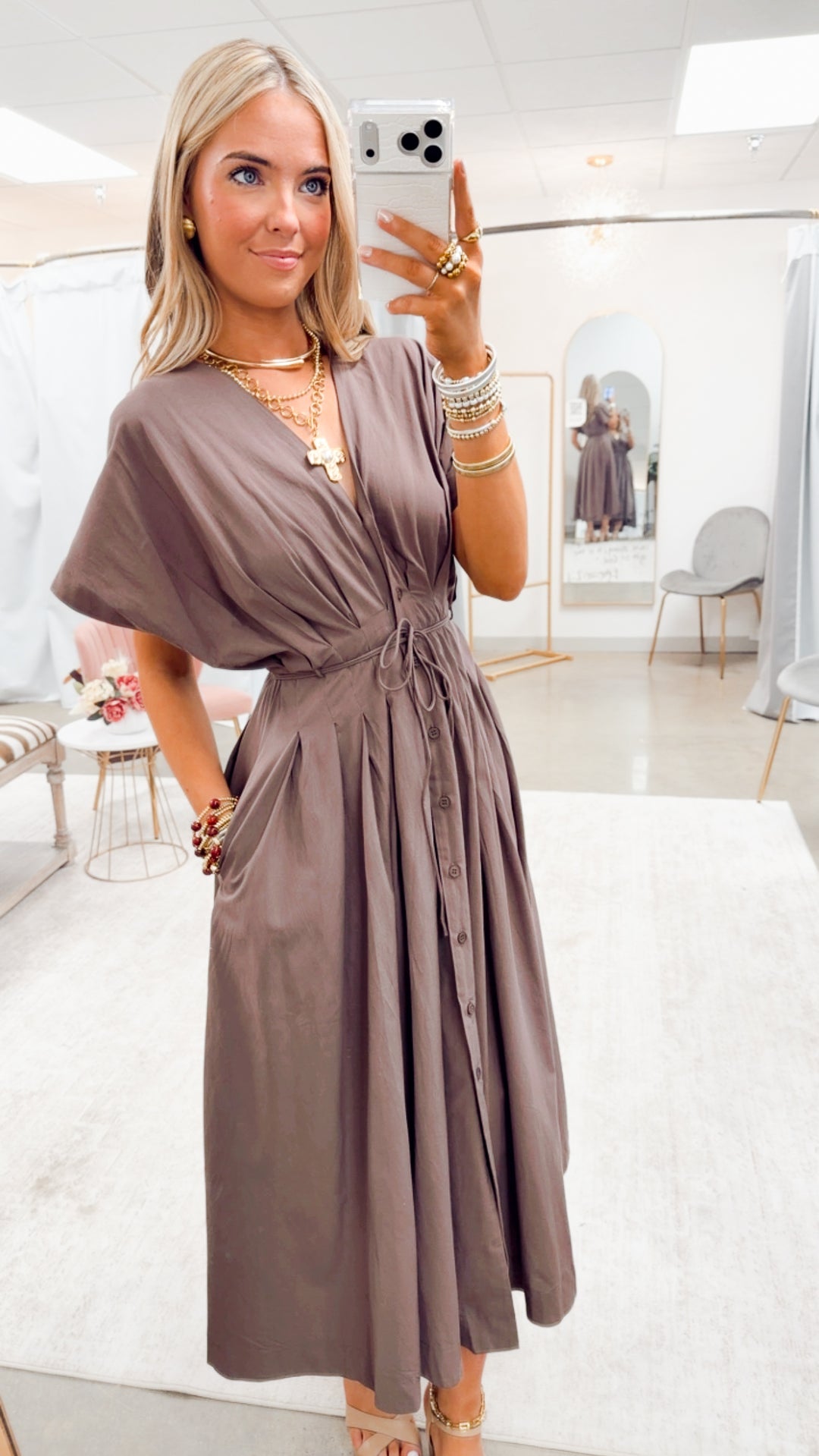 The Perfectly Placed Dress-Cocoa Powder
