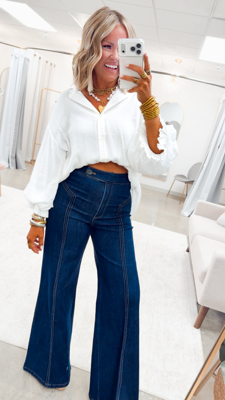 The Lucia Puff Sleeve Blouse-White