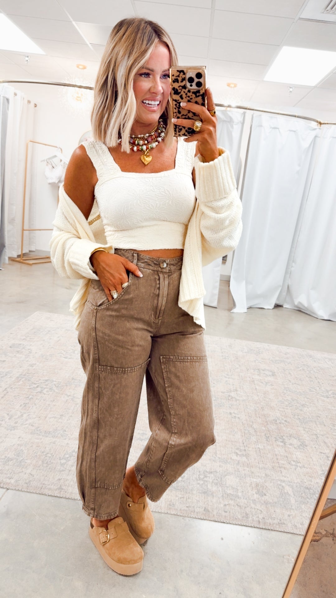 Brown Grove Mineral Wash Barrel Jeans