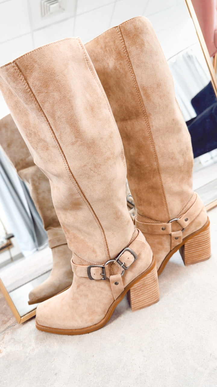 Dahlia Suede Harness Knee Boots