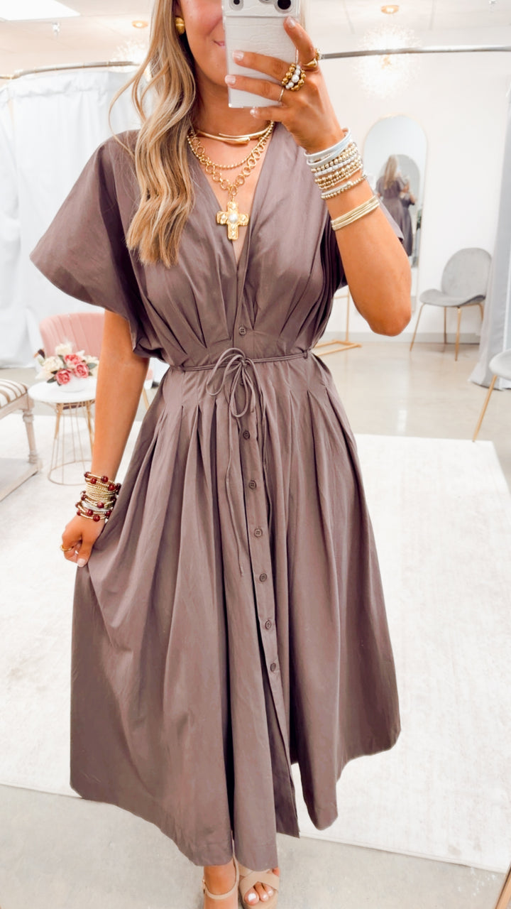 The Perfectly Placed Dress-Cocoa Powder