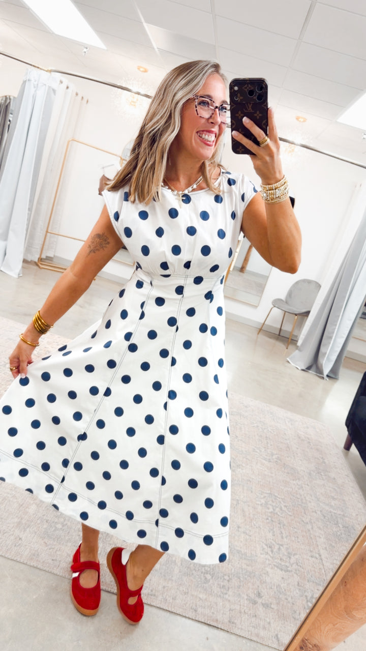 The Spot On Midi Dress-Ash/Navy