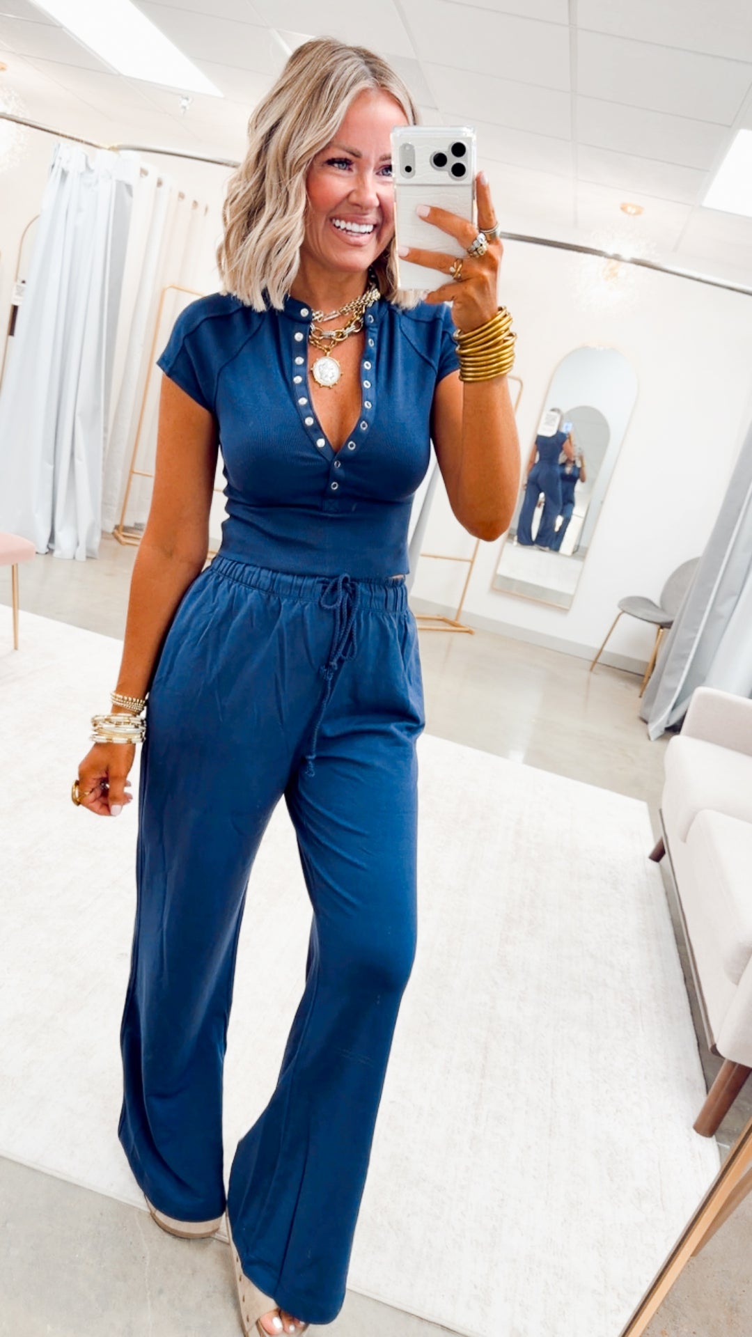 Evie Raglan Top & Pant Set-Navy