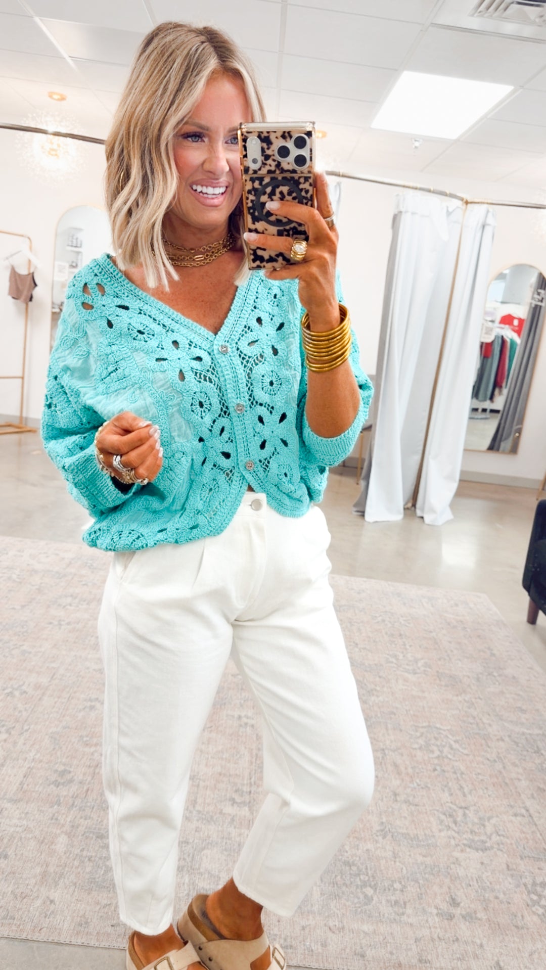 Desert Dream Crochet Cardigan-Mint