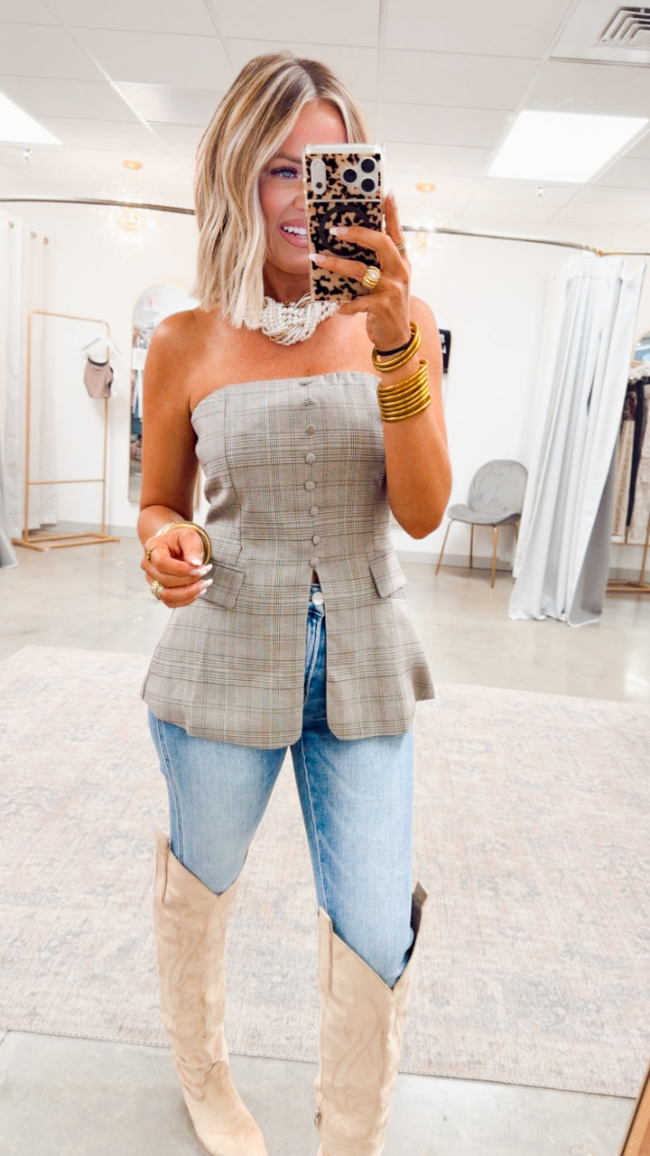 Ramona Plaid Split Hem Top