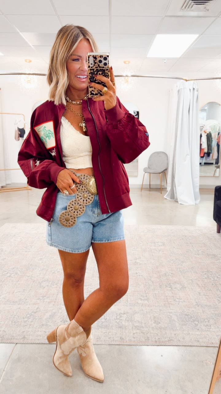 West League Bomber Jacket-Burgundy