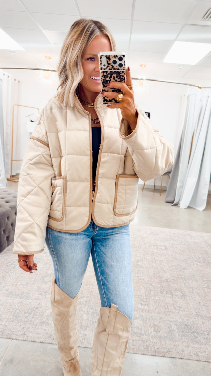 The Sutter Quilted Jacket-Beige