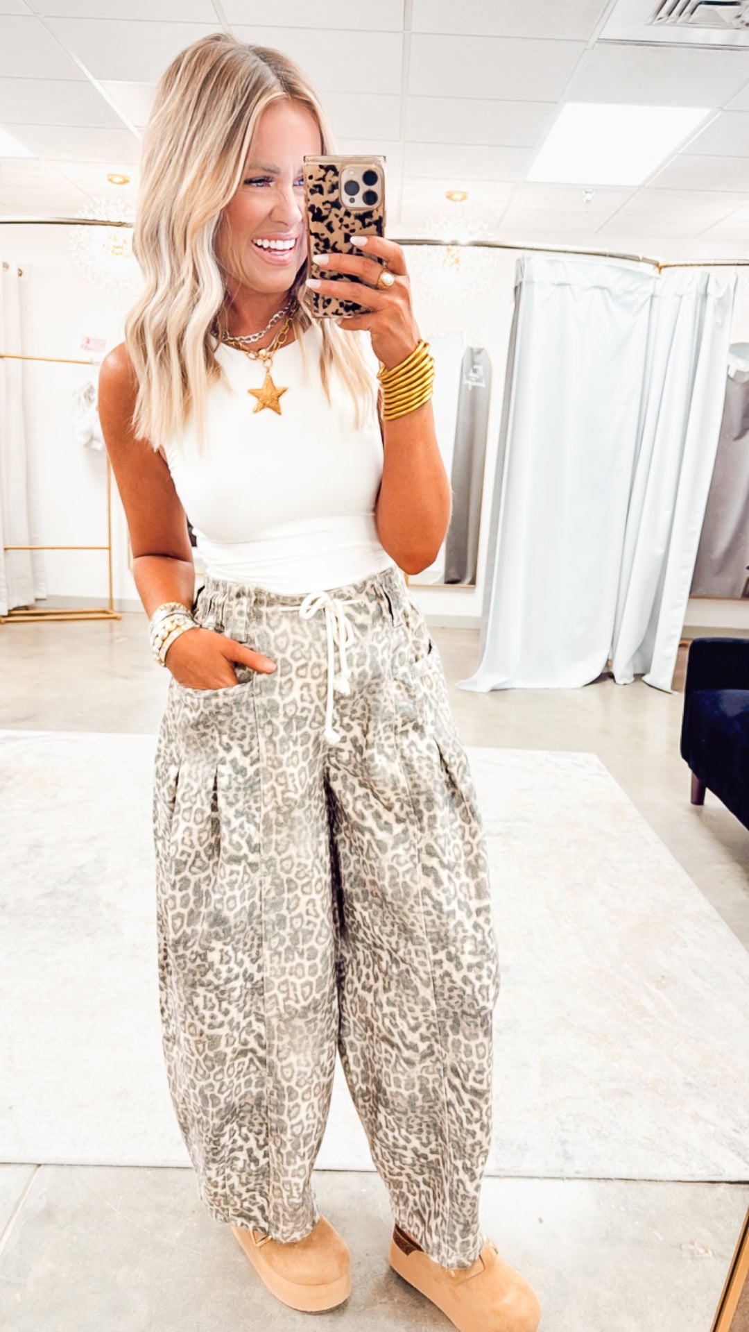 Stella Leopard Barrel Jeans