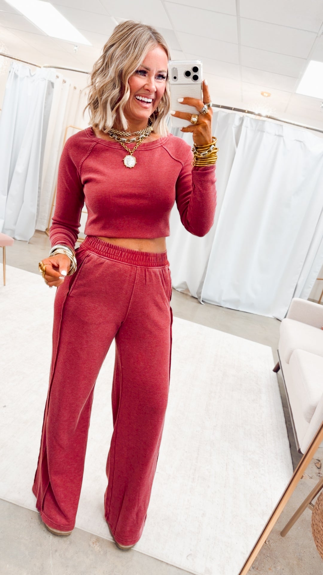 The Arabella Two Piece Set-Garnet