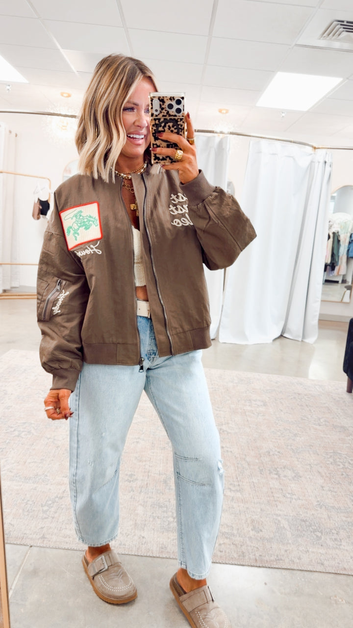 West League Bomber Jacket-Mocha Mousse