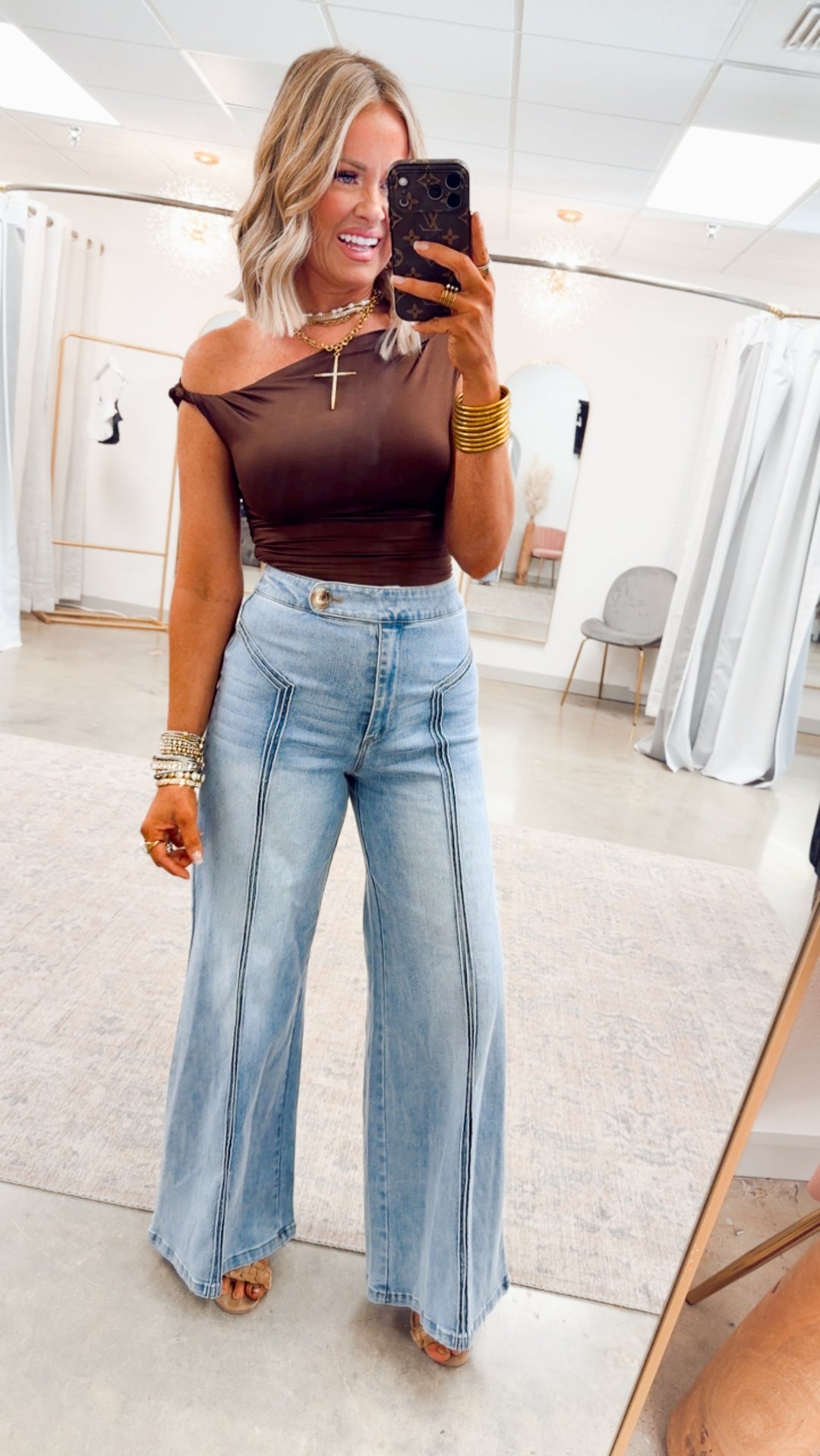 Claire Off Shoulder Top-Chocolate