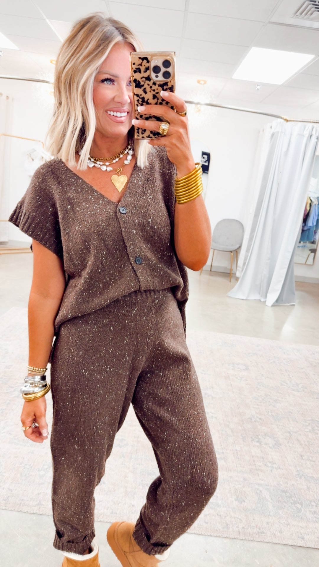 Channing Oversized Sweater Vest & Pants-Chocolate