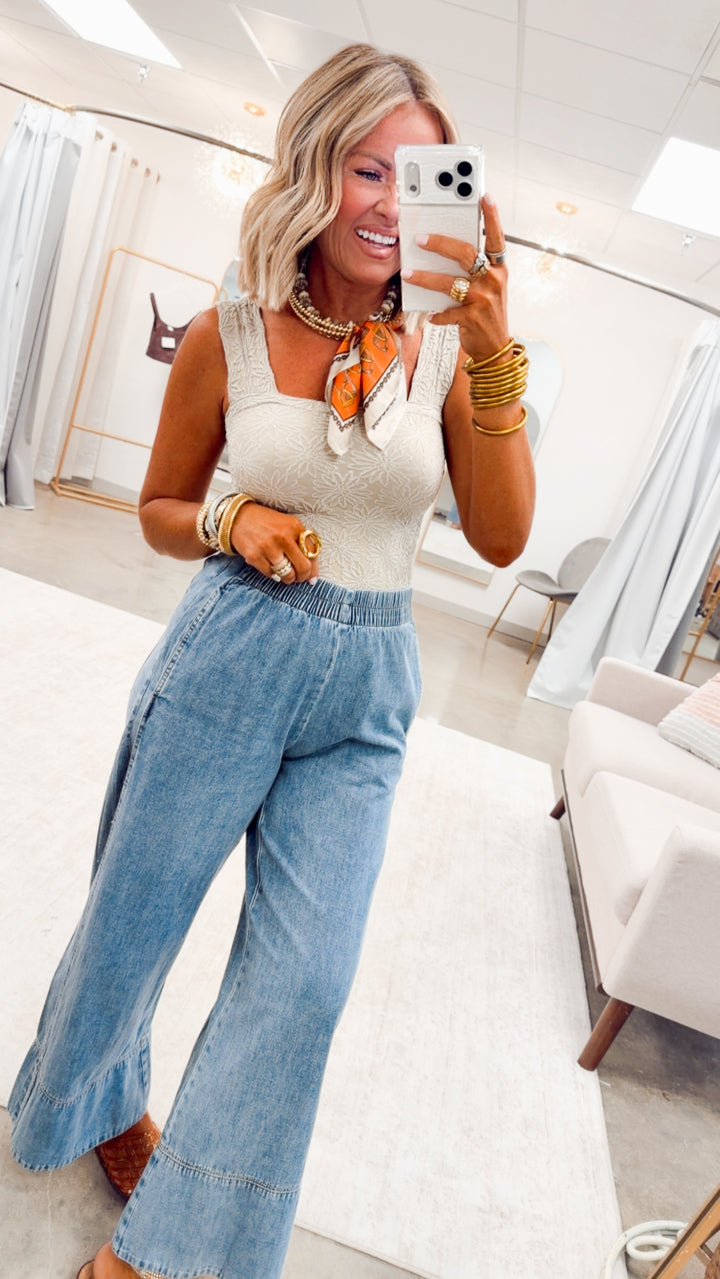 The Colette Wide Leg Pant-Light Denim