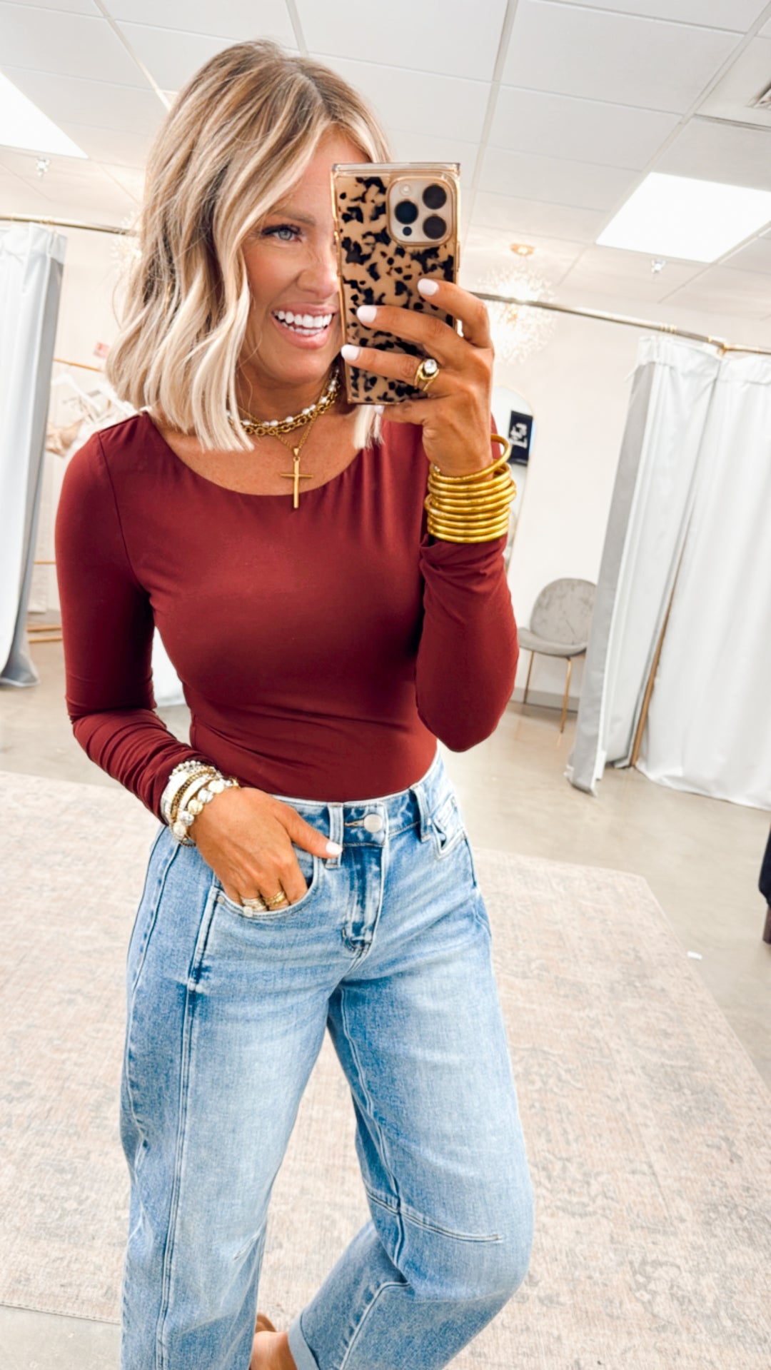 Rosabelle Scoop Neck Top-Burgundy