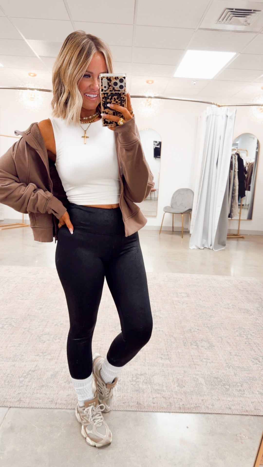 Cropped French Terry Jacket-Smoky Brown