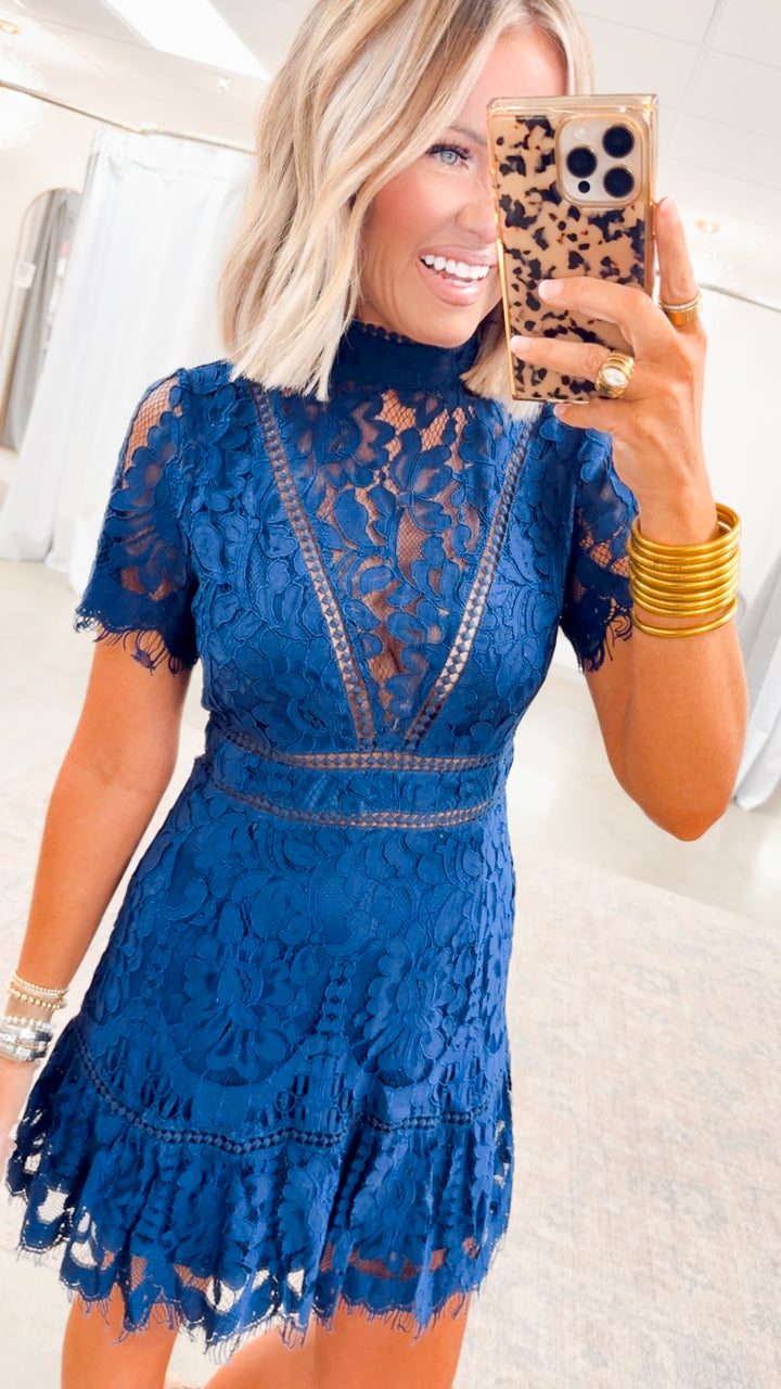 Beaumont Lace Dress-Navy