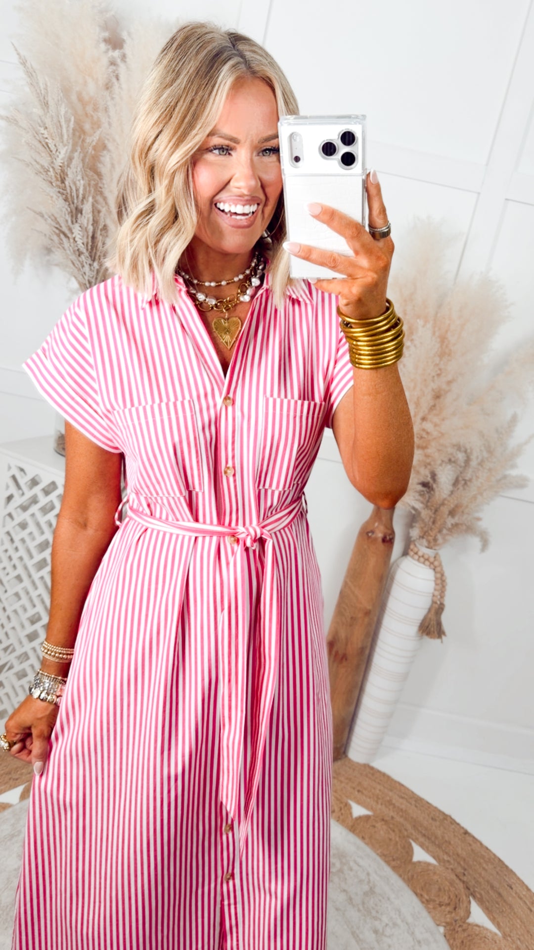 The Emerson Stripe Dress-Pink