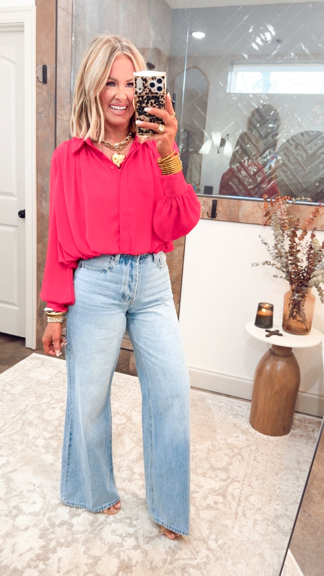 Belle Sleeve Blouse-Raspberry