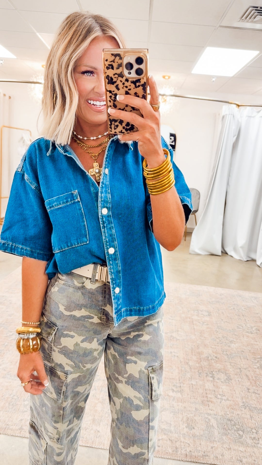 Camo Couture-High Rise Cargo Jeans