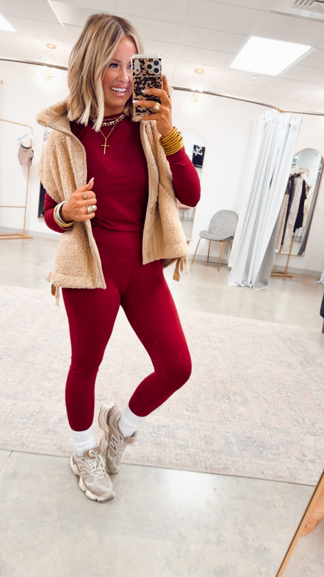 Laken Round Neck Top-Dark Burgundy