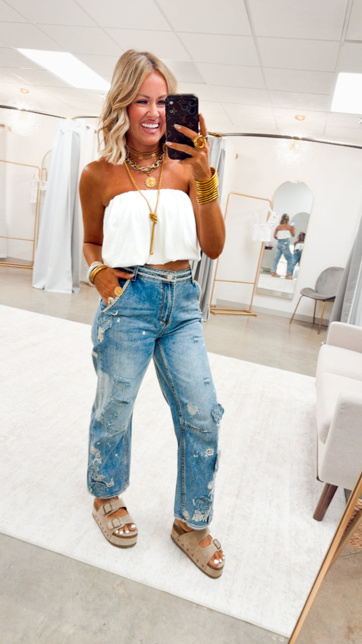 The Hallie Bubble Tube Top-White