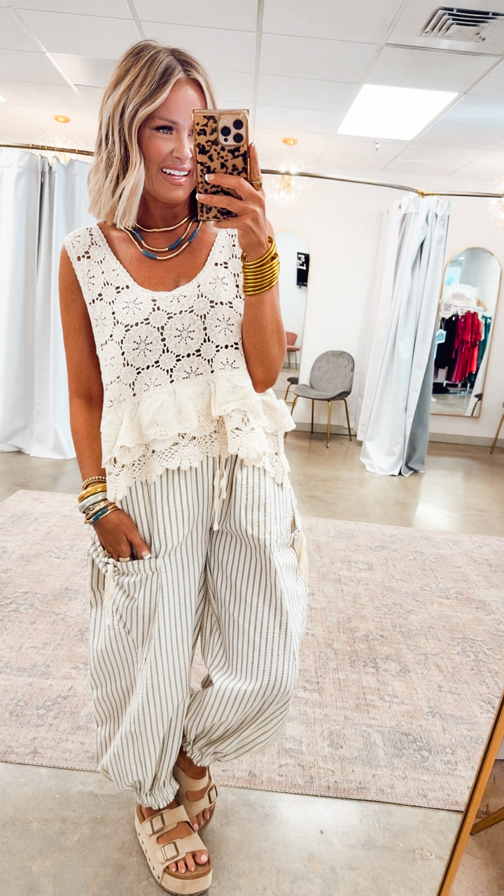 Mystic Crochet Tank Top-Natural