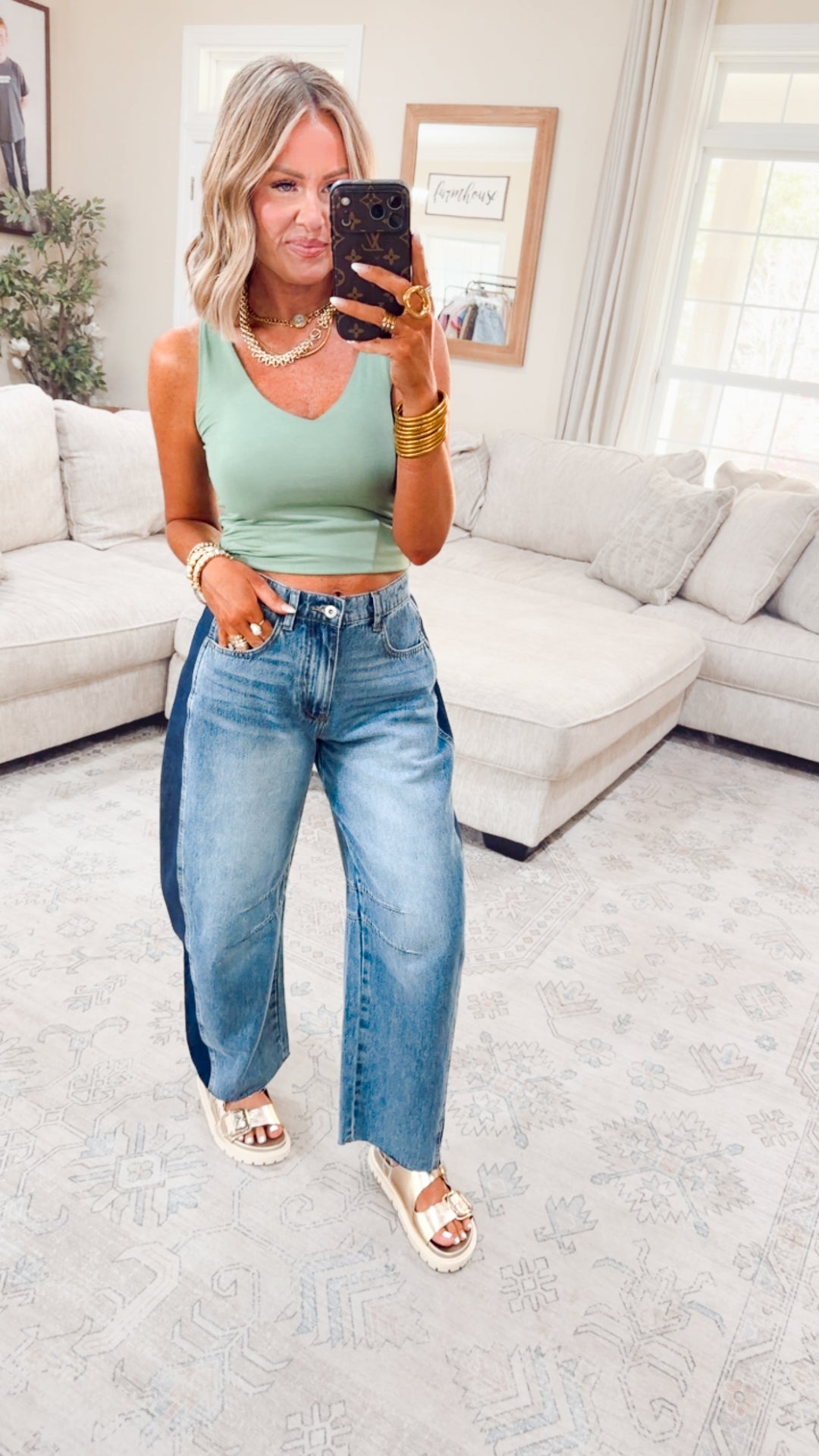 Soft Touch V-Neck Tank-Eucalyptus