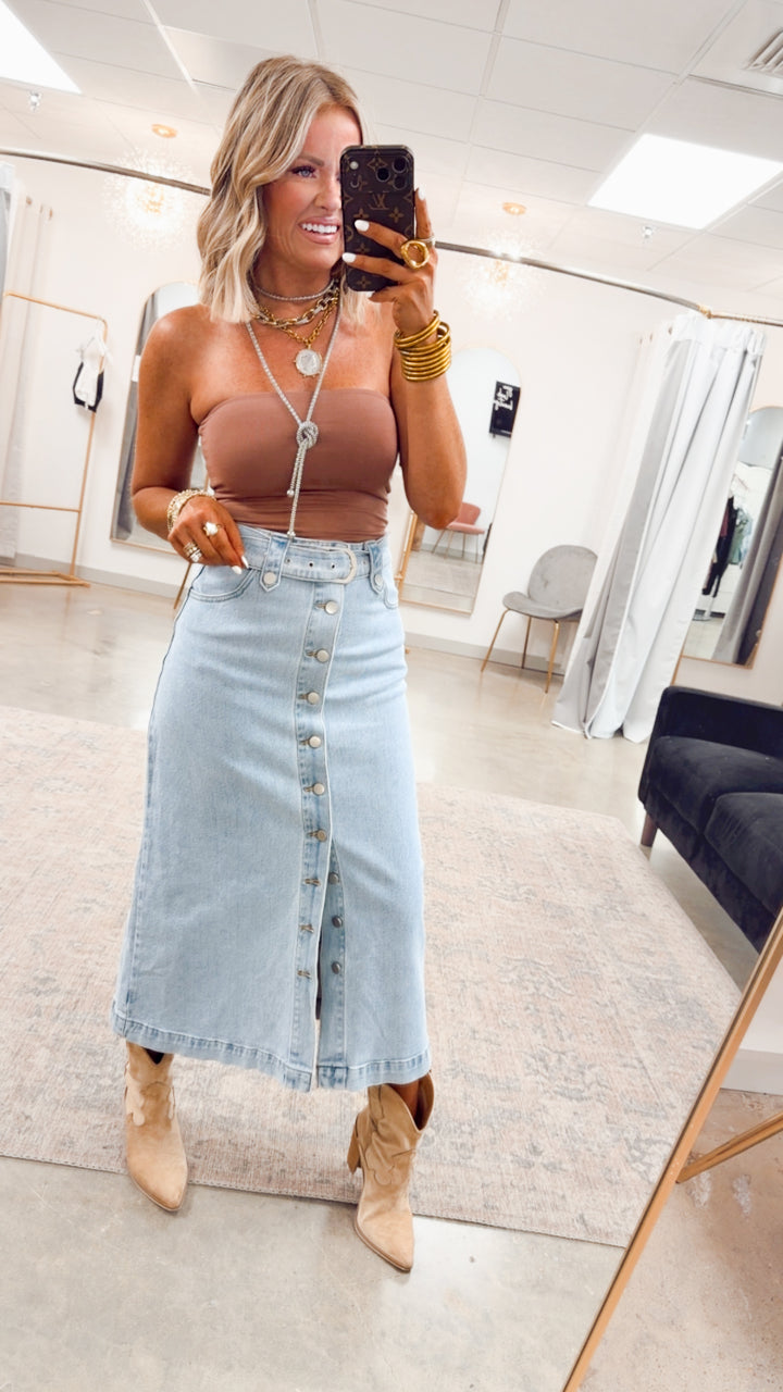 Portia Denim Skirt-Light Wash