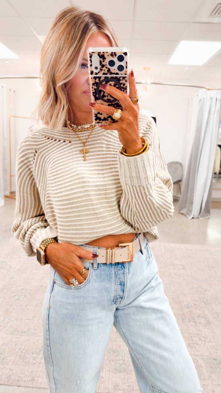 Tessa Ribbed Sweater-Cream