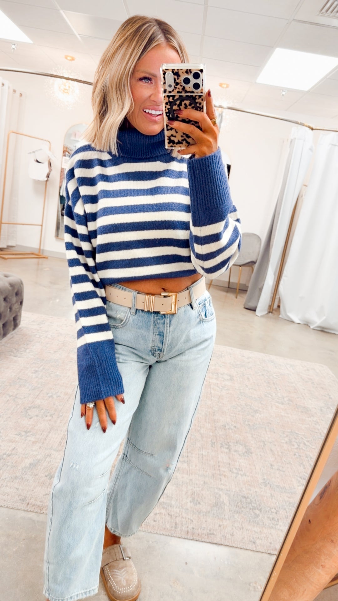 The Suri Sweater-Indigo/Cream