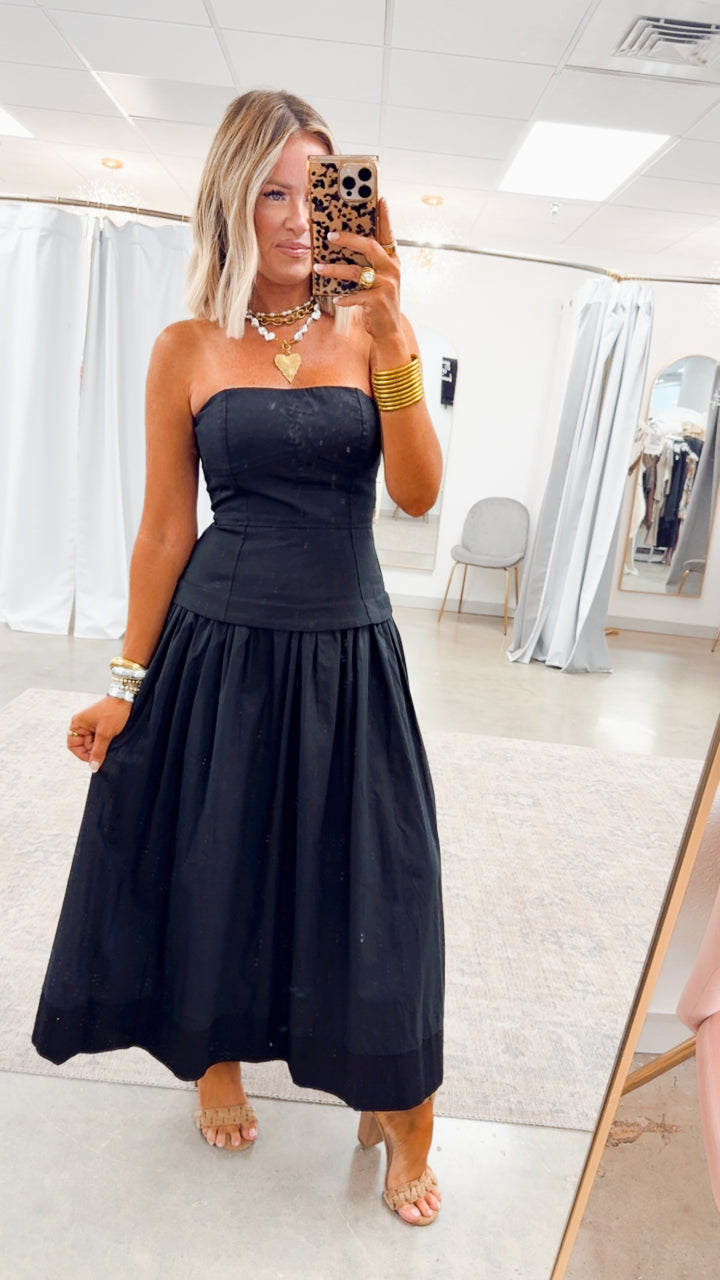 Bellamy Strapless Dress-Black