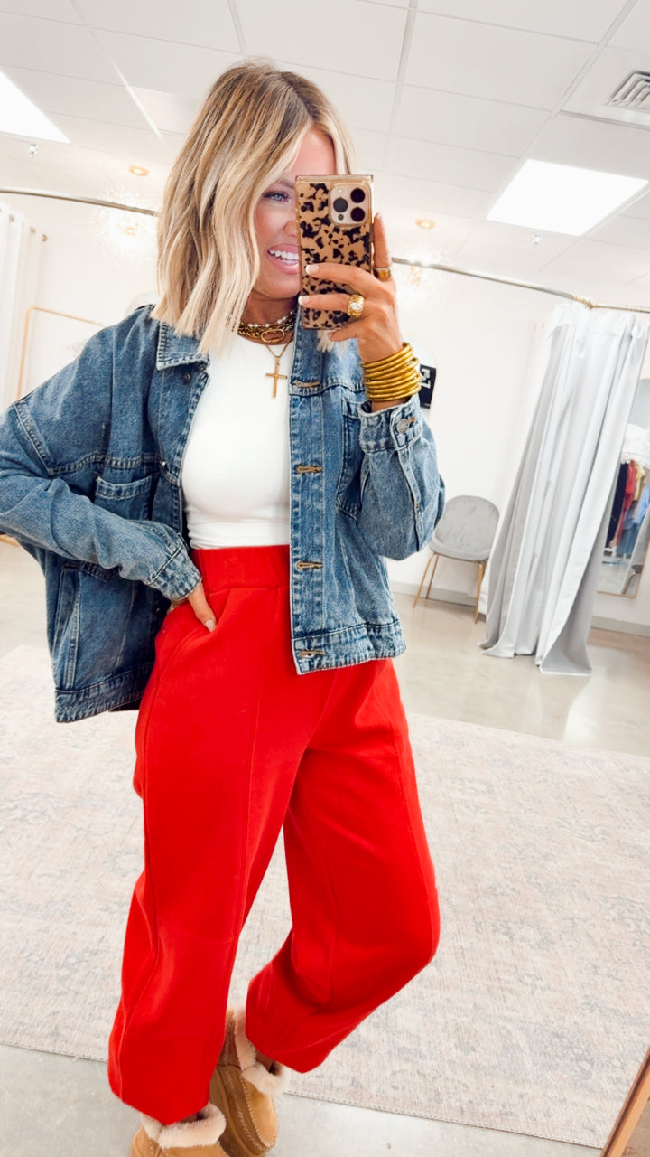 Easy Breeze Jogger Pants-Red