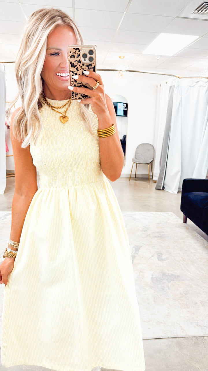Springtide Midi Dress- Daisy/White