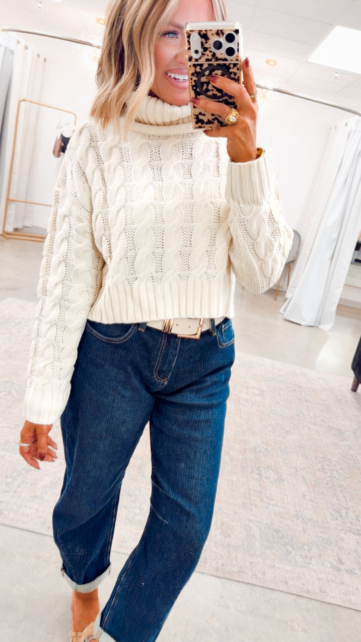 Isabella Turtle Neck Sweater-Cream