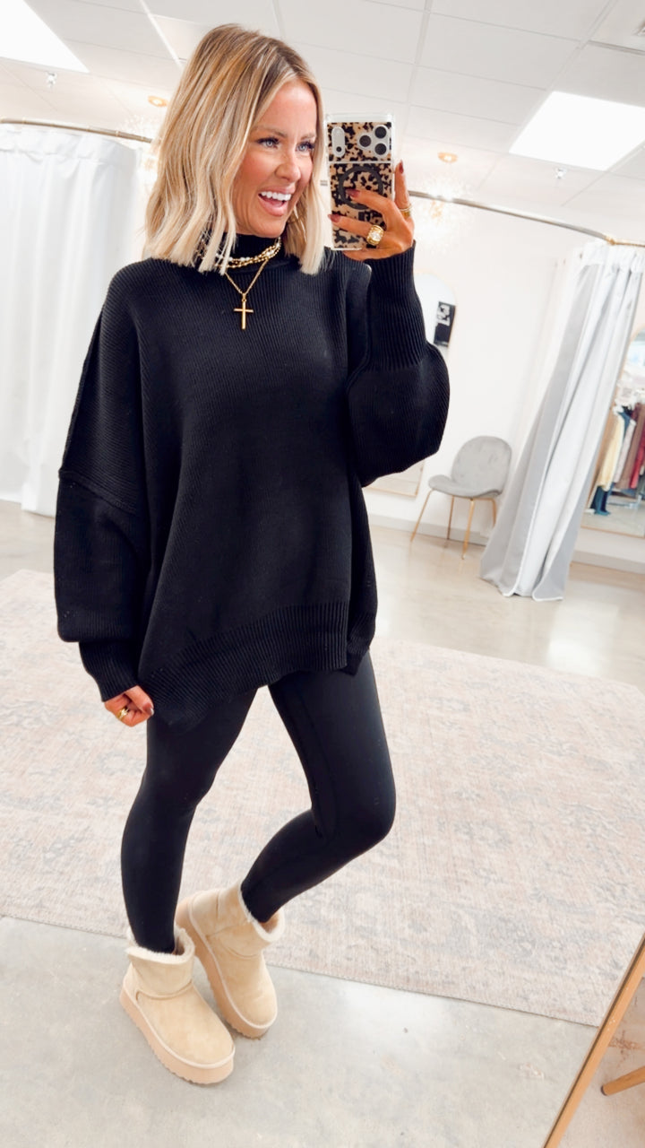 Black Chill Mock Neck Sweater