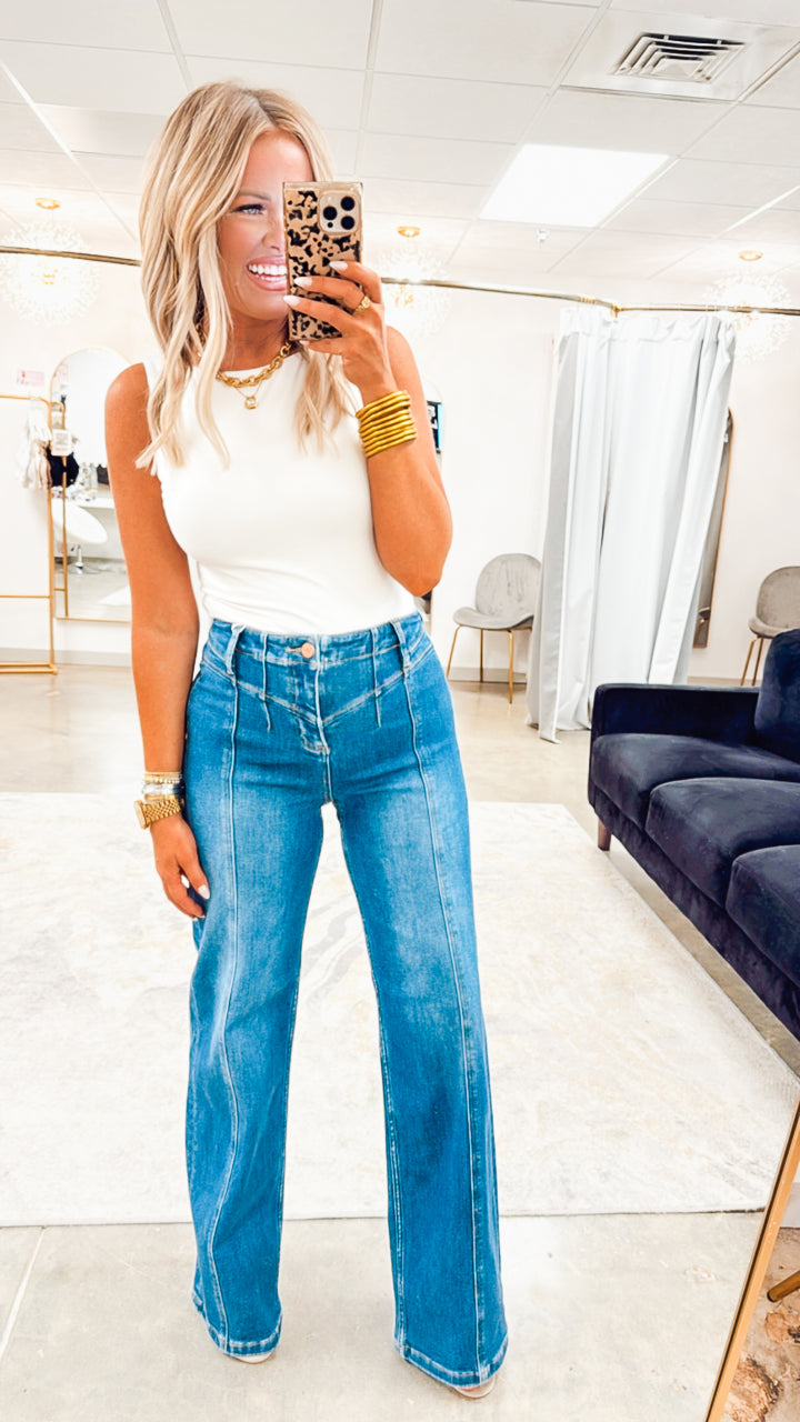 Lucy High Rise Wide Leg Jean-Dark