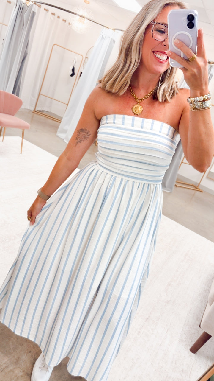 The Breezy Port Midi Dress-Blue