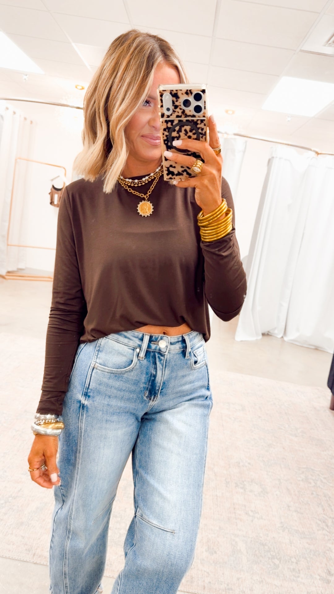 Vale Essential Long Sleeve Top-Espresso